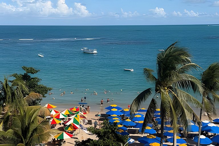 Beachfront flat with private pool