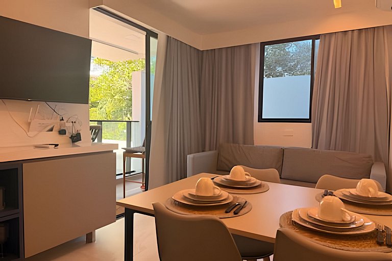 Beachfront flat with private pool