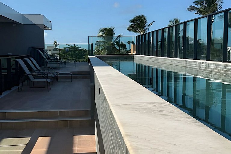 Flat pé na areia na praia de Porto de Galinhas com piscina p