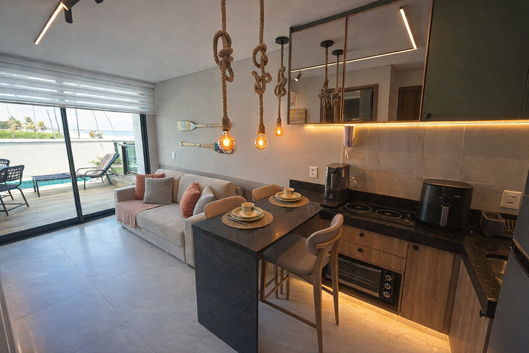 Flat Pé na Areia com Piscina Exclusiva