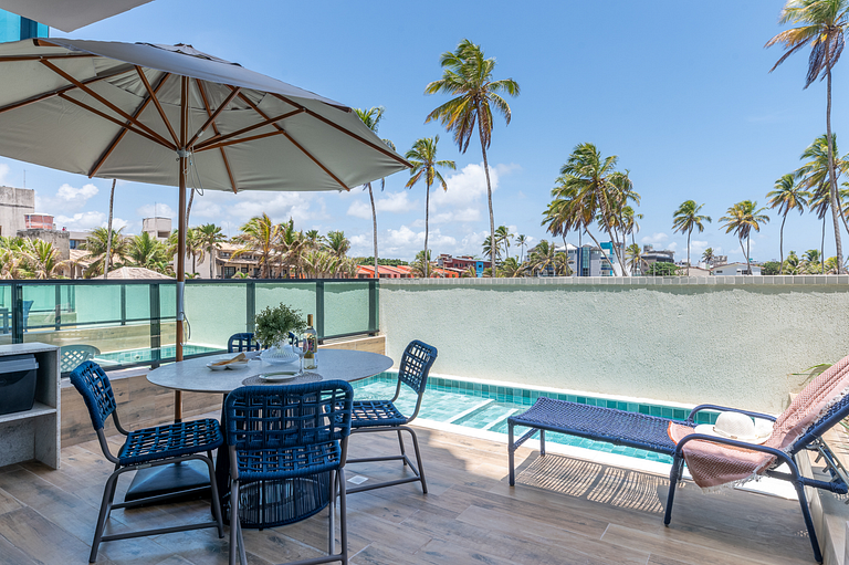 Flat Pé na Areia com Piscina Exclusiva