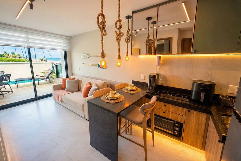 Flat Pé na Areia com Piscina Exclusiva