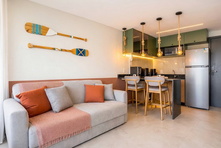 Flat Pé na Areia com Piscina Exclusiva