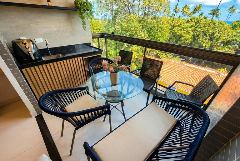 Vista mar + varanda gourmet em Porto de Galinhas