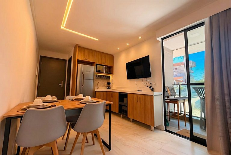 Flat beira mar com piscina privativa