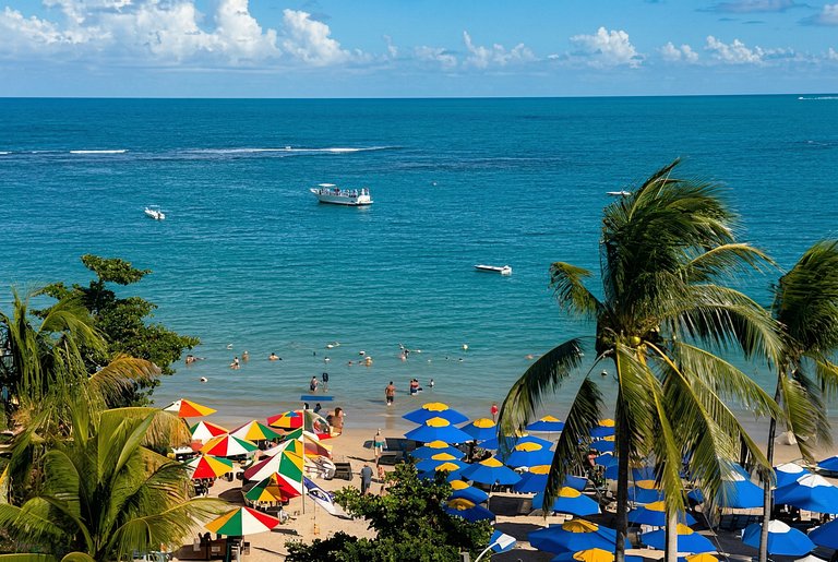 Beachfront flat with private pool