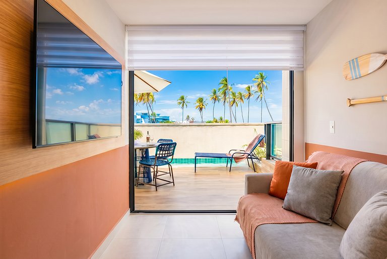 Flat Pé na Areia com Piscina Exclusiva