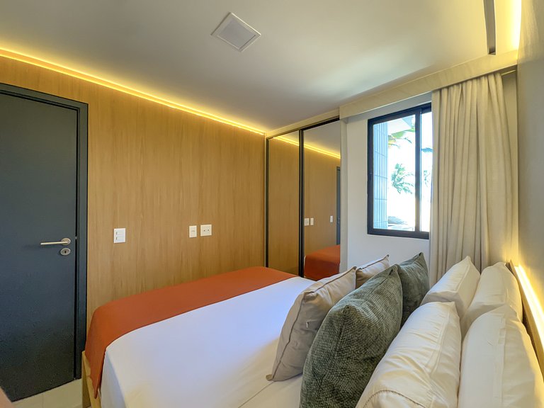 Apt Eco-Luxo Pé na Areia com Vista Mar 800m Centro