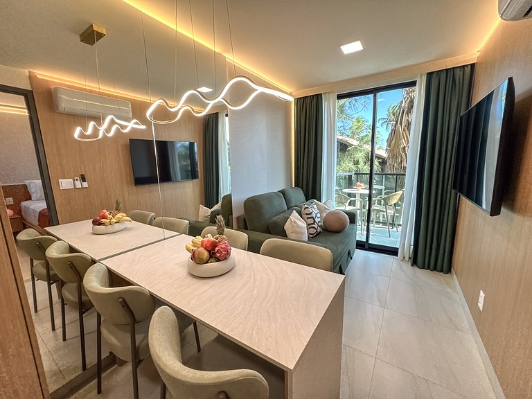 Apt Eco-Luxo Pé na Areia com Vista Mar 800m Centro