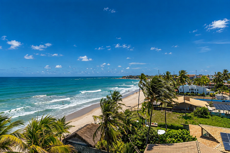 Apartamento Pé na areia com vista-mar