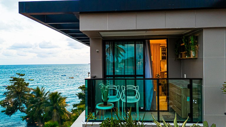 Flat Pé Na Areia com Vista Mar